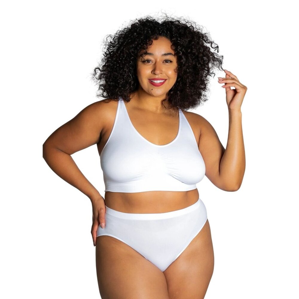 Rhonda Shear Ahh Bra Size Large Adjustable Straps Wireless Padded White Intimate